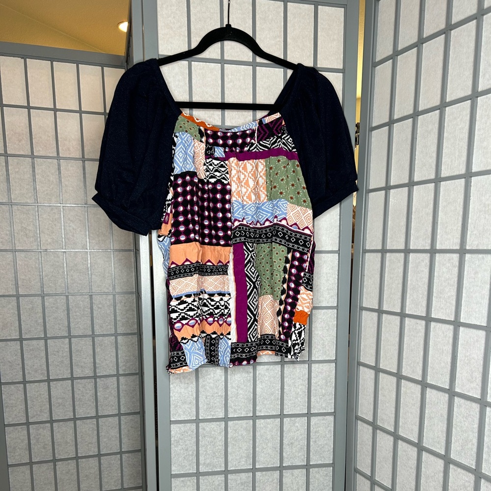 NWT Anthropologie Maeve Multicolor Patchwork Blouse
